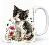 Mok met Tuxedo Kat Beker voor koffie of tas voor thee, cadeau voor dierenliefhebbers, moeder, vader, collega, vriend, vriendin, kantoor