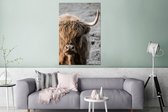 Décoration murale Métal - Peinture Aluminium Industriel - Highlander Ecossais - Animal - Soleil - 80x120 cm - Dibond - Photo sur aluminium - Décoration murale industrielle - Pour le salon/chambre