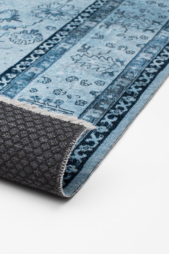 Vintage Kelim Tapijt Woonkamer JeansBlauw 155 X 225 cm, Modern Laagpolig Vloerkleed, Superzacht