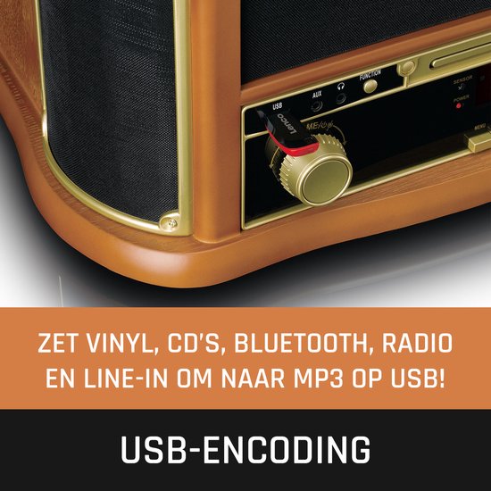 Classic Phono Retro Platenspeler - Bluetooth - Auto-stop - DAB Radio CD en Cassettespeler - TCD-2571WD - Hout — afbeelding 3