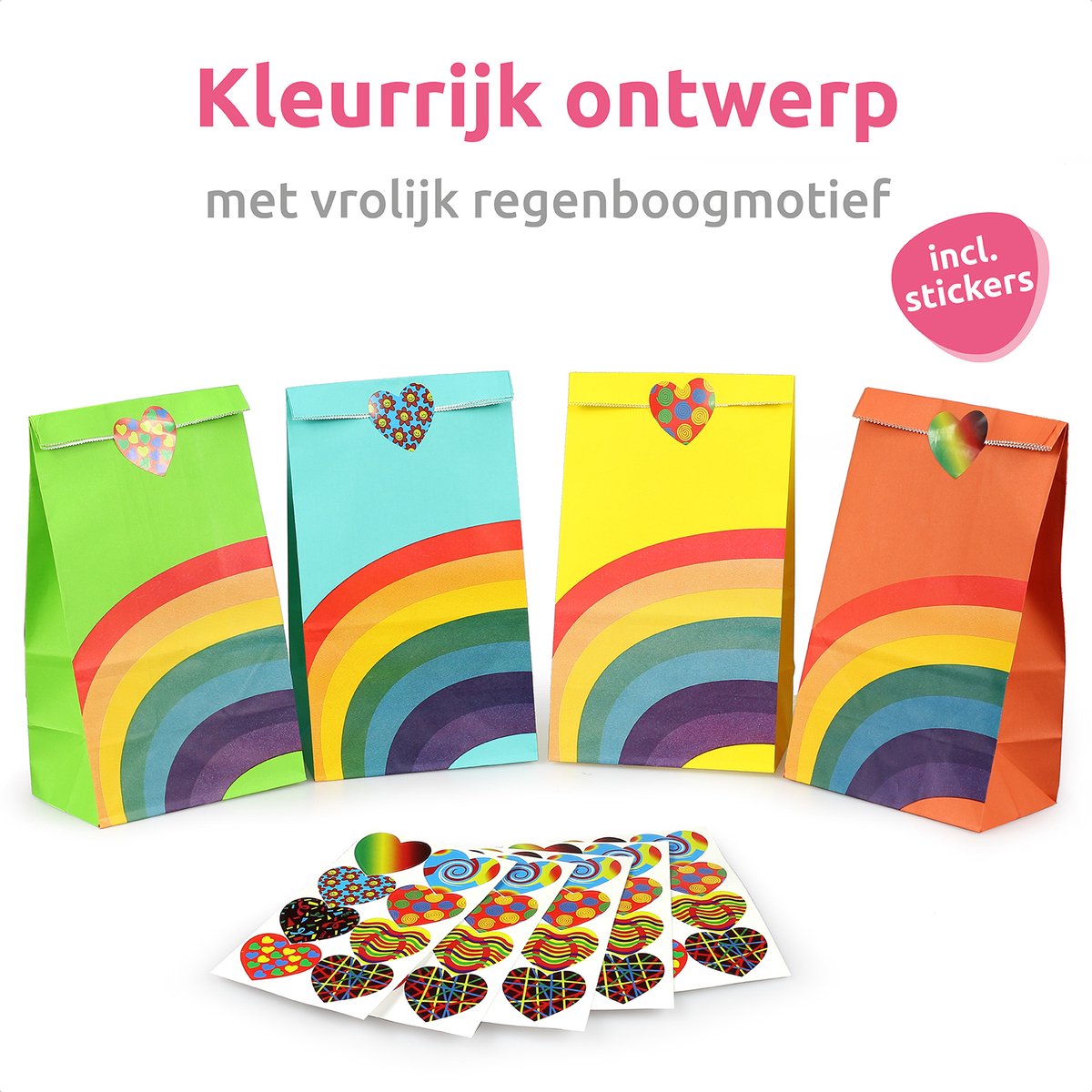 Isa's Friends® Uitdeelzakjes + Stickers - Regenboog - 40 stuks - Stevig Papier - Traktatie zakjes - Cadeauzakjes - Uitdeelzakjes Kinderfeestje — afbeelding 9