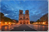 Tuinposter - Tuindoek - Tuinposters buiten - Parijs - Notre Dame - Wolken - 120x80 cm - Tuin