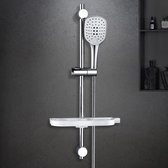 Doucheset Rail Shower Kit handdouche douchestang met douchekophouder, douchebak/zeepbakje, handdoucheslang (1210, chroom)