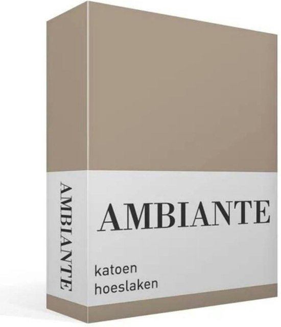 Verpakking van Ambiante hoeslaken, katoen, taupe.