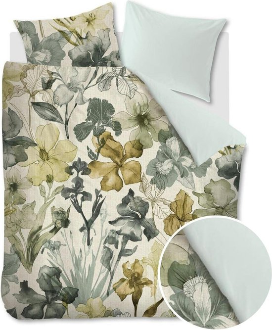 Beddinghouse Iris Field dekbedovertrek - Lits-Jumeaux XL - 260x200/220 - Grijsgroen