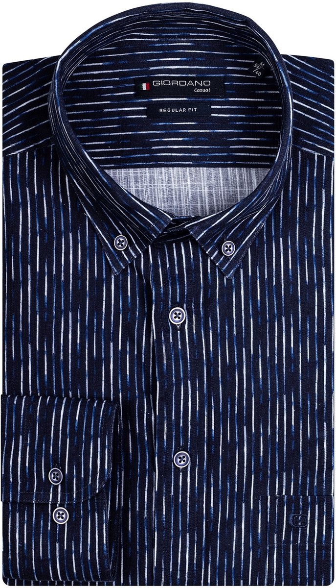 Giordano casual overhemd donkerblauw