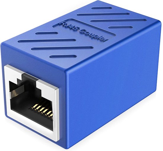 Foto: Ibley lan netwerk internetkabel koppelstuk blauw rj45 verlengstuk utp kabel koppelstuk ethernet female to female adapter 10 100 1000 2500 10000 mbps cat6a