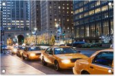 Tuindecoratie New York - Taxi - Nacht - 60x40 cm - Tuinposter - Tuindoek - Buitenposter