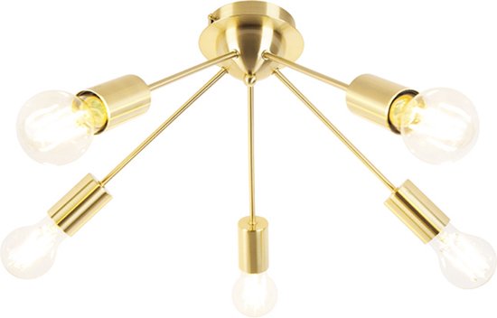QAZQA tubi - Art Deco Plafondlamp - 5 lichts - Ø 480 mm - Goud/messing - Woonkamer | Slaapkamer | Keuken
