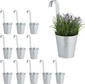 Pots suspendus Relaxdays avec crochet - lot de 12 - petit pot de fleurs - cache-pot en métal - extérieur