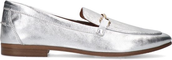 Manfield - Dames - Zilveren leren loafers - Maat 41