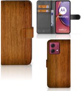 Telefoonhoesje Geschikt voor Motorola Moto G84 Wallet Book Case Donker Hout
