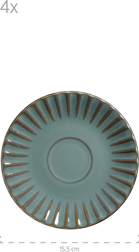 MÄSER 931967 Serviesset Osita Retro voor 6 personen in crèmewit, aardewerk, 18-delig incl. borden, dessertborden en mueslikom