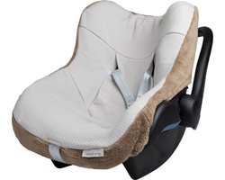 Baby's Only Baby autostoelhoes 0+ Cozy - Geschikt voor Maxi Cosi - Clay - Hoes voor de autostoel met teddystof - Geschikt voor 3- & 5-puntsgordel