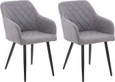CLP Shila Set de 2 chaises de salle à manger - Tissu gris