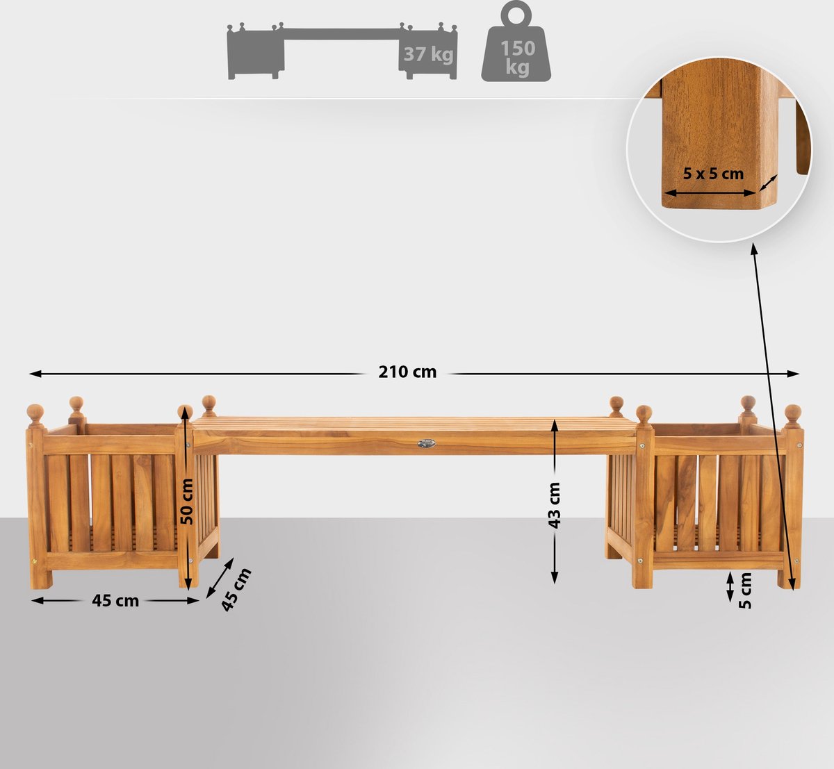 Buiten bijzettafel Lea - geel - 40x45x45 cm