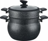 Cheffinger CF-COUS8: 8L Marmer Gecoate Stoomkoker - Couscous Pot