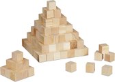 Relaxdays houten blokjes - 2 cm - knutselen - set van 160 - houten kubusjes - diy