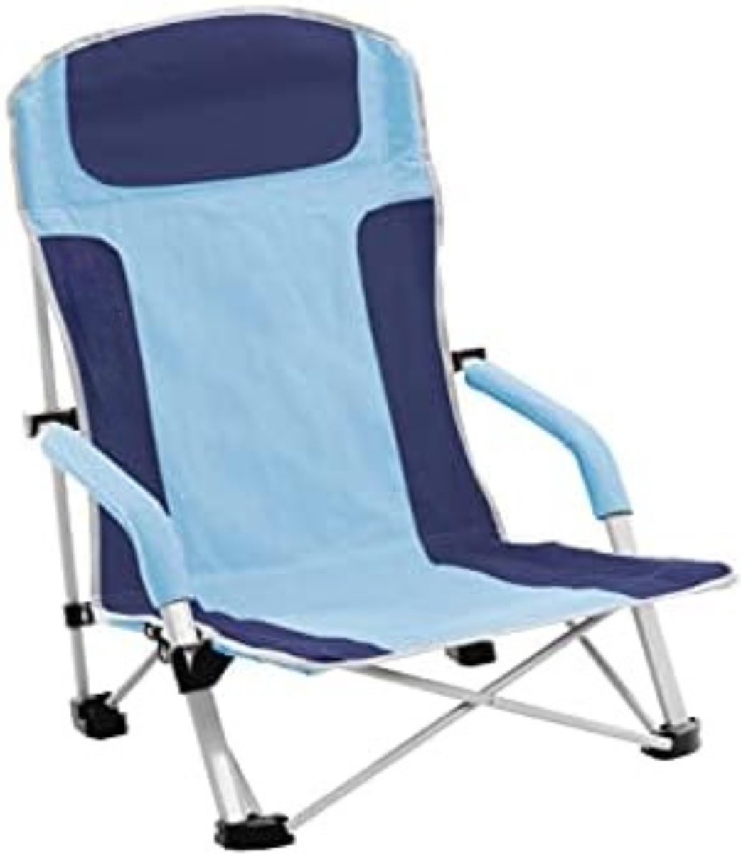 Strandstoel Inklapbaar - Strandstoel Opvouwbaar - Strandstoel Volwassenen - Strandstoel Verstelbaar - Blauw/Lichtblauw