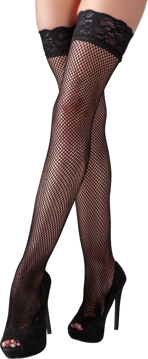 Goedkoopste Cottelli Collection – Non Slip Net Kousen met Verleidend Ontwerp voor de Ondeugende Vrouw – Maat M – Zwart