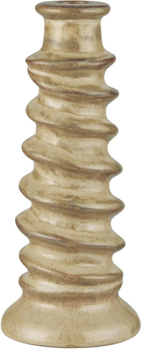 Ib Laursen - Gedraaide Kandelaar van Stoneware - Milan - lichtbruin - 13809-14