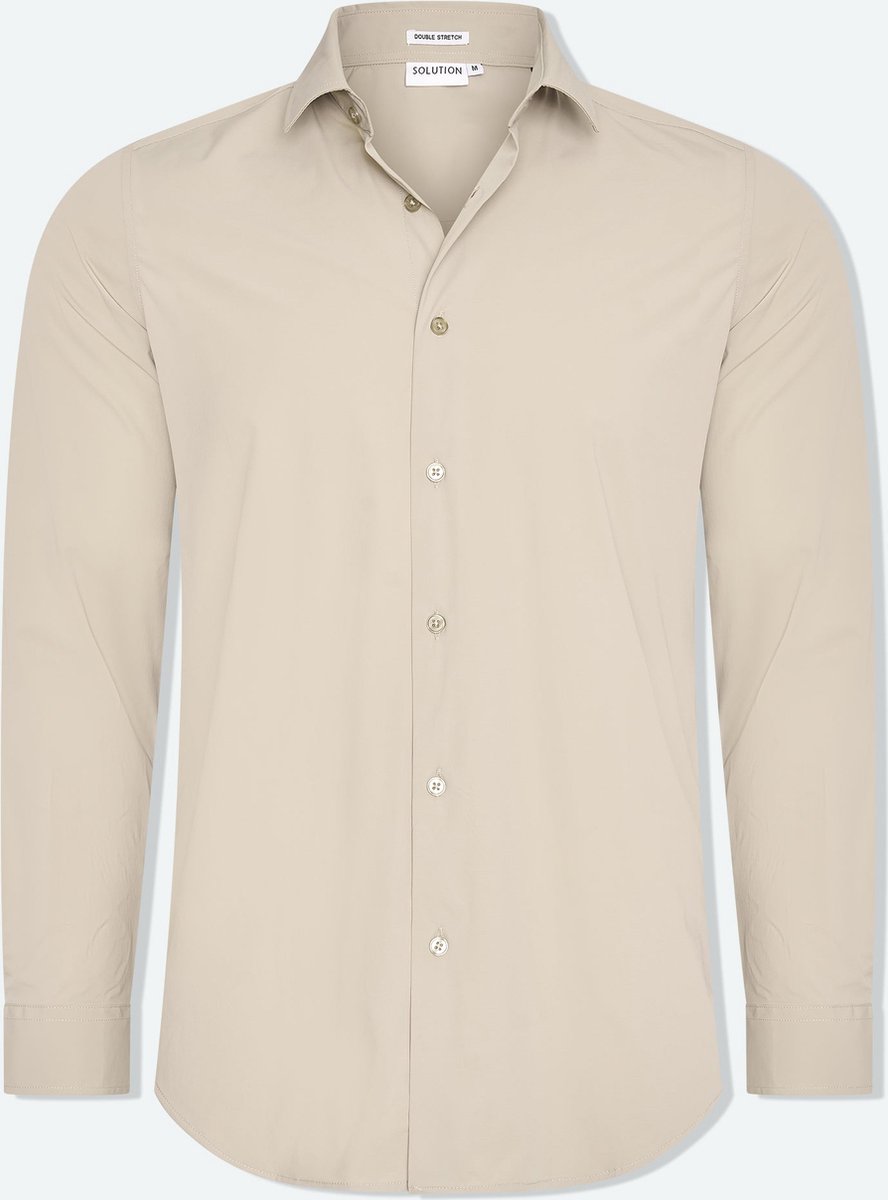 Solution Clothing Felix - Casual Overhemd - Kreukvrij - Lange Mouw - Volwassenen - Heren - Mannen - Beige - M - M - Solution Clothing