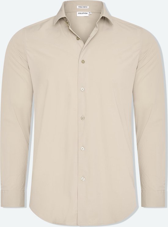 Solution Clothing Felix - Casual Overhemd - Kreukvrij - Lange Mouw - Volwassenen - Heren - Mannen - Beige - XL