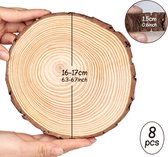 Lot de 8 disques en bois ronds en bois naturel de 16 à 17 cm, environ 15 mm d'épaisseur, pour bricolage, disques en bois, mariage, centre de table, décoration de Noël, disque d'arbre.