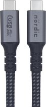 NÖRDIC USB4-312 USB-C to USB-C Cable - 240W Fast Charging, 40G, 8K, 4K120Hz - Thunderbolt 4 and 3 Compatible - 3m