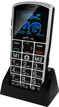 Artfone A 400 4G seniorenmobiele telefoon, 4G mobiele telefoon met grote toetsen voor ouderen met 2 MP camera, stereo-luidspreker, tijdopname, SOS-knop, USB type C, laadstation, 2,4-inch display, zaklamp, 1400 mAh