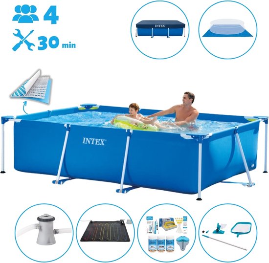 Piscine à cadre rectangulaire Intex - 260 x 160 x 65 cm - Blauw - Accessoires de vêtements pour bébé inclus
