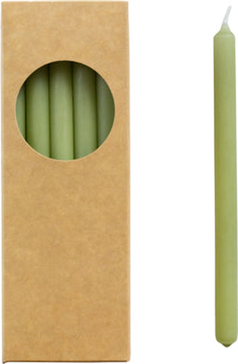 Rustik Lys Doosje met lange potloodkaarsen 'Finn' (Set van 20, Olive) Olijfgroen 17 cm