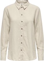 Jacqueline de Yong Blouse Jdysay L/s Linen Loose Shirt Wvn No 15318364 Oatmeal/melange Dames Maat - L