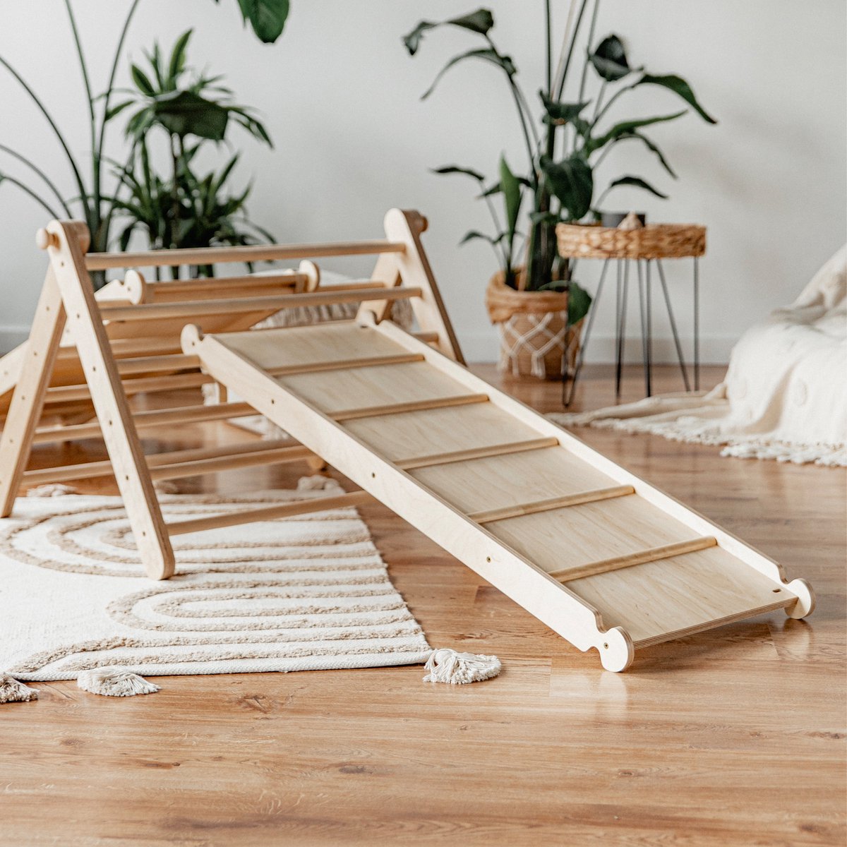 Ette Tete Sipitri - Houten klimrek met glijbaan - 2 segmenten - Open Ended play - Montessori - Klimtoren - Inklapbaar - Duurzaam — afbeelding 9
