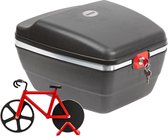Set vélo : 1 valise vélo pour tous les porte-bagages + 1 coupe-pizza/vélo, plastique/acier inoxydable, Gerda Touring Tresor, noir/rouge
