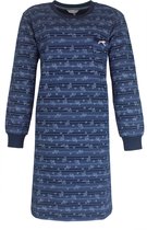 Tenderness Dames Nachthemd - Fleece - Bloemetjes - Donker Blauw - Maat S