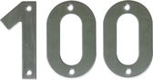AMIG Huisnummer 100 - massief Inox RVS - 10cm - incl. bijpassende schroeven - zilver