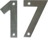 AMIG Huisnummer 17 - massief Inox RVS - 10cm - incl. bijpassende schroeven - zilver