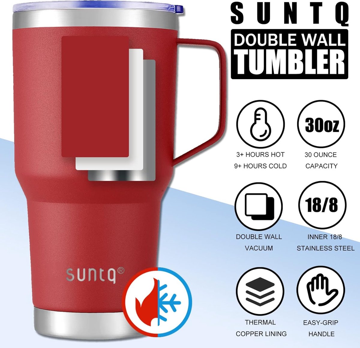 Gobelet Isotherme 30oz Avec Poignée Et Paille - Tasse Café Violet Double Paroi Inoxydable