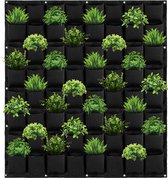 Verticale tuin met 64 plantenzakken voor buiten en binnen – Hangende plantenzak – Plantenmuur – 100 x 100 cm - Zwart