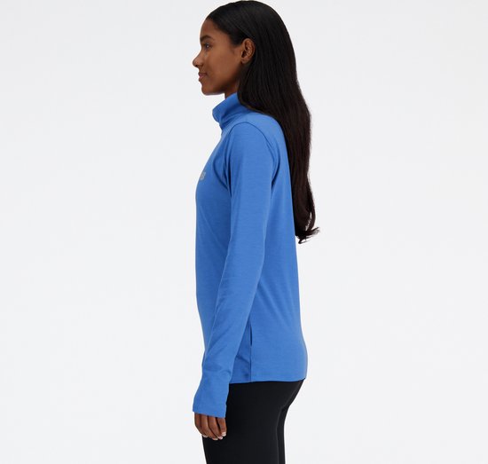 Pull de sport New Balance Space Dye Quarter Zip pour femme - Blauw AGATE HEATHER - Taille L