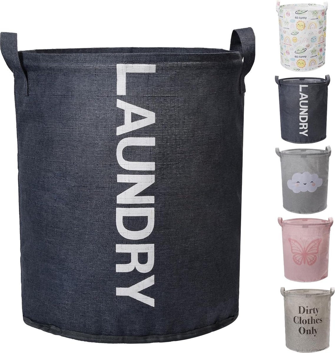 Goedkoopste Waterdichte opvouwbare wasmand voor kinderkamer - 64 l - PE-wasverzamelaar met handvat - grote opslagmand voor kinderkamer woonkamer - speelgoed kleding dekens - print met wasmand