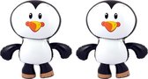 Opblaasbare dieren - 2x - Pinguin - wit/zwart - 56 cm - pvc kunststof - decoratie zuidpool/kerst