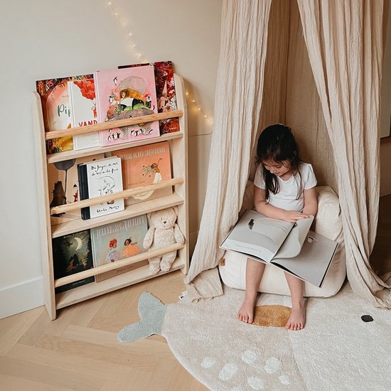 Montessori boekenrek kinderkamer | 3 planken - blank | toddie.nl