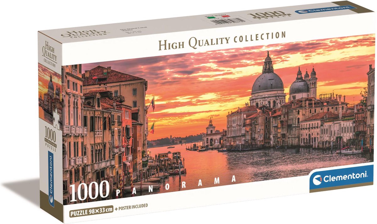 Clementoni Puzzel 1000 Stukjes Panorama Compacte doos Italië Puzzel Voor Volwassenen