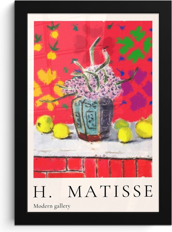Fotolijst inclusief poster - Posterlijst 20x30 cm - Posters - Matisse - Abstract - Kleurrijk - Bloemen - Foto in lijst decoratie - Wanddecoratie woonkamer - Muurdecoratie slaapkamer