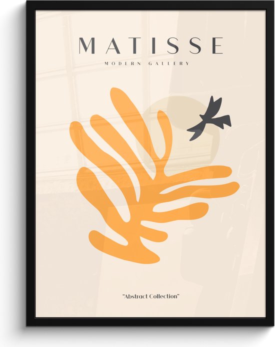 Fotolijst inclusief poster - Posterlijst 60x80 cm - Posters - Matisse - Geel - Kunst - Abstract - Vintage - Foto in lijst decoratie - Wanddecoratie woonkamer - Muurdecoratie slaapkamer