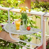 Balkon hangtafel hangtafel tuintafel hoogte verstelbaar halfronde Ø30 cm terras metaal wit L60 x W45 x H50 cm