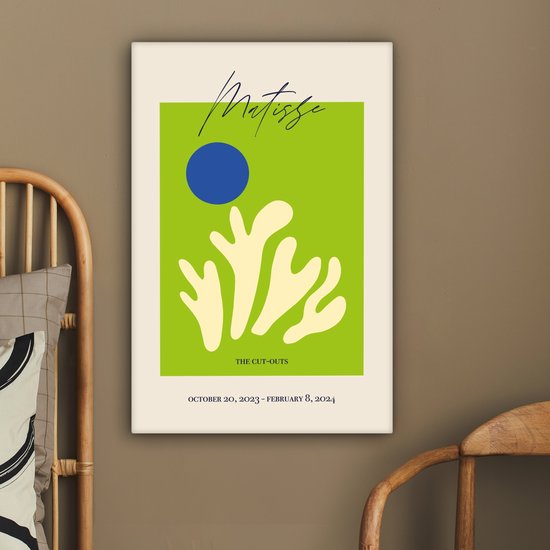 Canvas schilderij 40x60 cm - Wanddecoratie Matisse - Groen - Abstract - Kunst - Muurdecoratie woonkamer - Kamer decoratie modern - Abstracte schilderijen