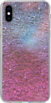 Geschikt voor iPhone Xs hoesje - Roze - Glitter - Abstract - Design - Blauw - Siliconen Telefoonhoesje